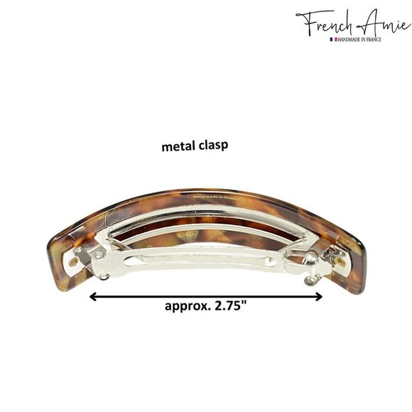 Large Handmade Amber Brown Celluloid Hair Clip Barrette Strong Grip Adult main image 6
